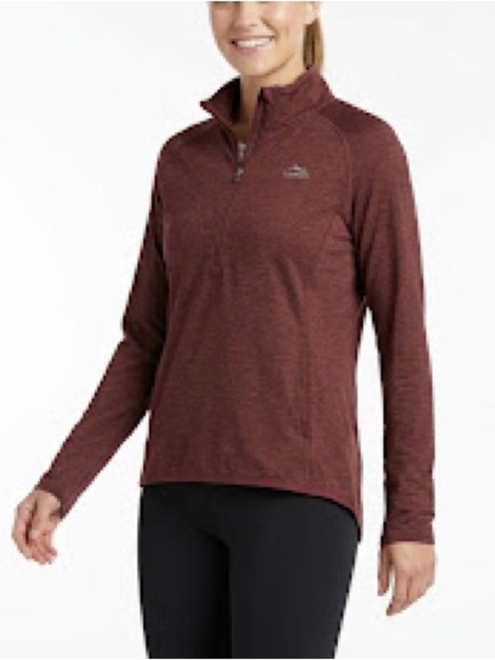 L.L. Bean Women's burgundy Half-Zip Pullover thermal lining